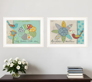 HomeRoots Set of Two Kindness White Framed Prints - Rustic Modern Wall Art to Elevate Your Home Décor 407909