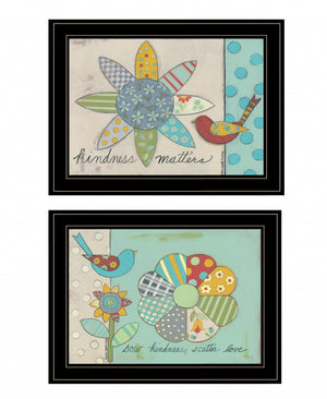 HomeRoots Set of Two Kindness Framed Wall Art Prints - Modern Farmhouse Decor for a Stylish Home Aesthetic Black and Gold 407910