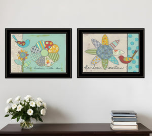HomeRoots Set of Two Kindness Framed Wall Art Prints - Modern Farmhouse Decor for a Stylish Home Aesthetic Black and Gold 407910