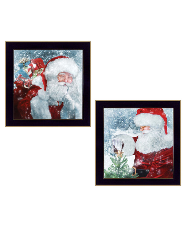 Homeroots Set Of Two Santas Blessings 4 Black Framed Print Wall Art  Wood Print 407917
