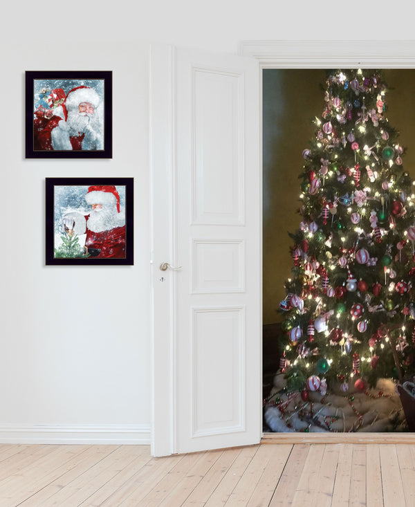 Homeroots Set Of Two Santas Blessings 4 Black Framed Print Wall Art  Wood Print 407917