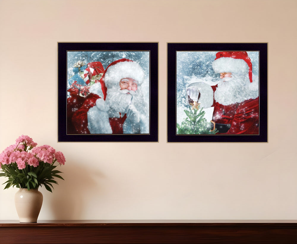Homeroots Set Of Two Santas Blessings 4 Black Framed Print Wall Art  Wood Print 407917