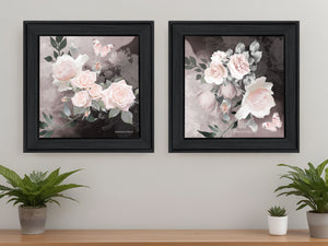 Homeroots Set Of Two Noir Roses 2 Black Framed Print Wall Art Charcoal Wood Print 407919
