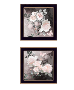 Homeroots Set Of Two Noir Roses Black Framed Print Wall Art Black Wood Print 407921