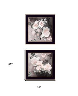 Homeroots Set Of Two Noir Roses Black Framed Print Wall Art Black Wood Print 407921
