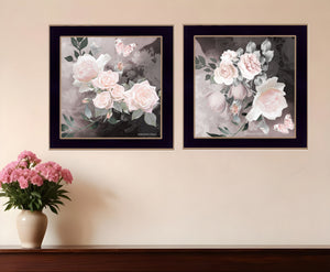 Homeroots Set Of Two Noir Roses Black Framed Print Wall Art Black Wood Print 407921