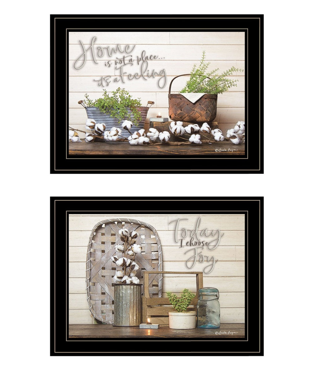 HomeRoots Set of Two Inspiring "Choose Joy" Black Framed Prints for Modern Farmhouse Home Decor Accent 407922