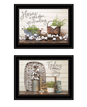 HomeRoots Set of Two Inspiring "Choose Joy" Black Framed Prints for Modern Farmhouse Home Decor Accent 407922
