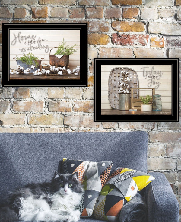 HomeRoots Set of Two Inspiring "Choose Joy" Black Framed Prints for Modern Farmhouse Home Decor Accent 407922