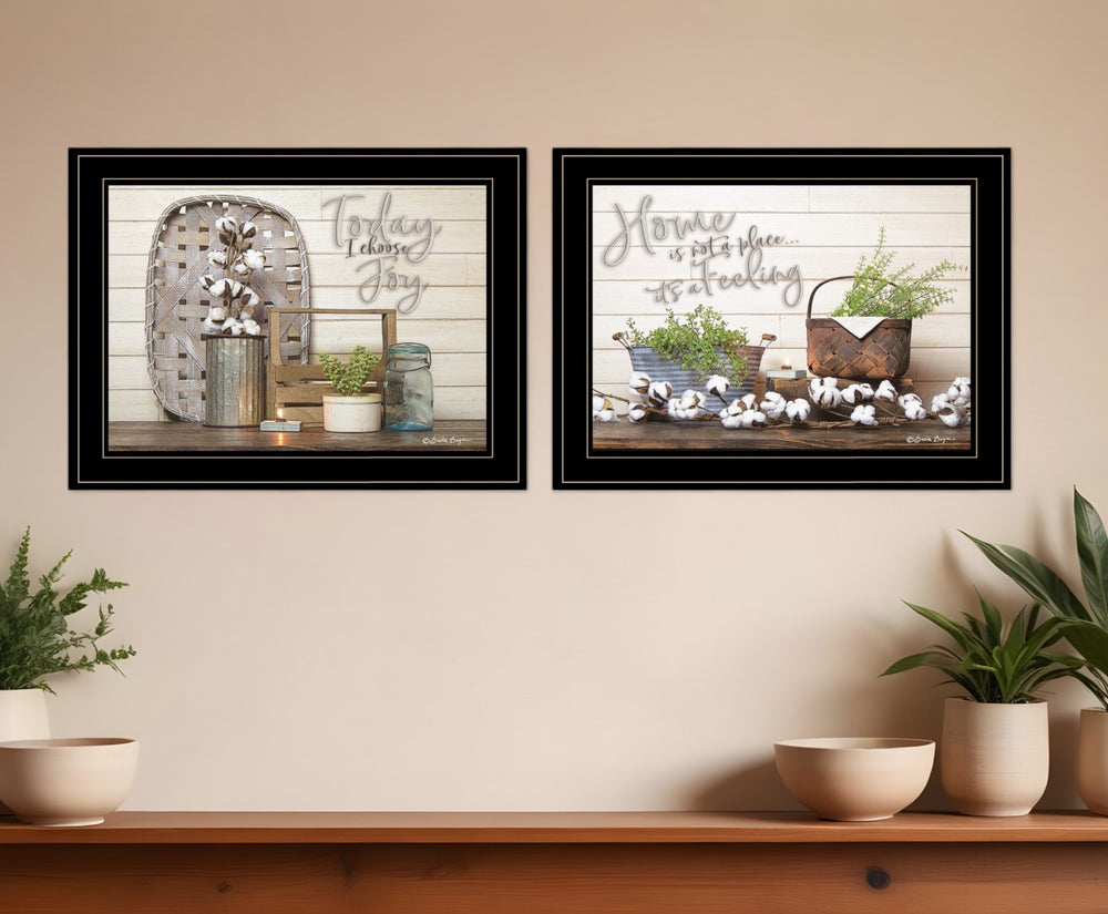 HomeRoots Set of Two Inspiring "Choose Joy" Black Framed Prints for Modern Farmhouse Home Decor Accent 407922