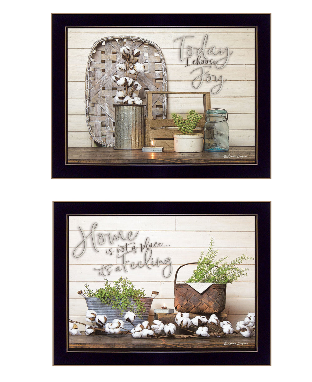 Homeroots Set Of Two Choose Joy Black Framed Print Wall Art Black Wood Print 407923
