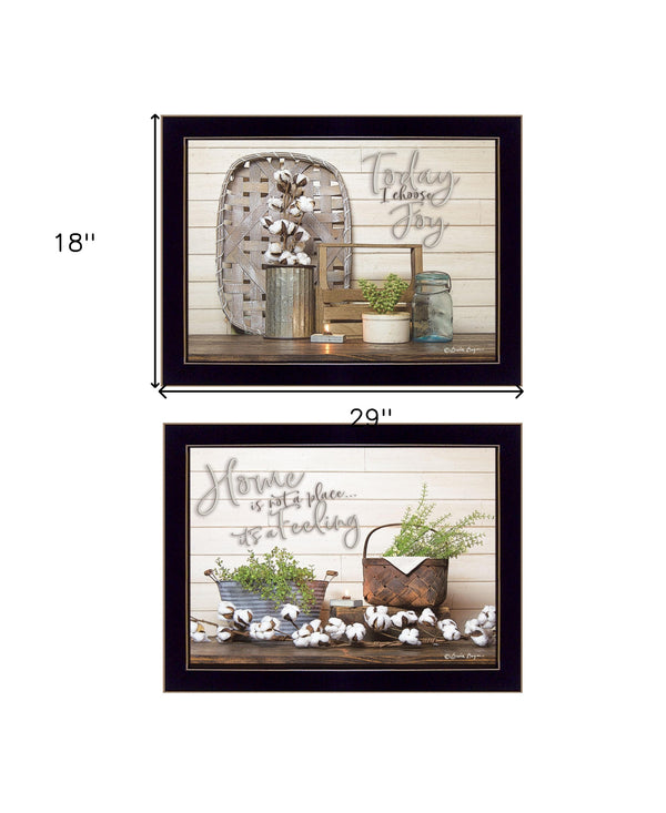 Homeroots Set Of Two Choose Joy Black Framed Print Wall Art Black Wood Print 407923