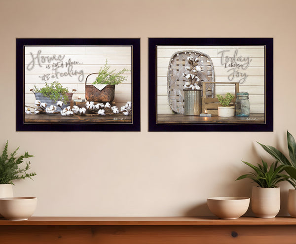 Homeroots Set Of Two Choose Joy Black Framed Print Wall Art Black Wood Print 407923