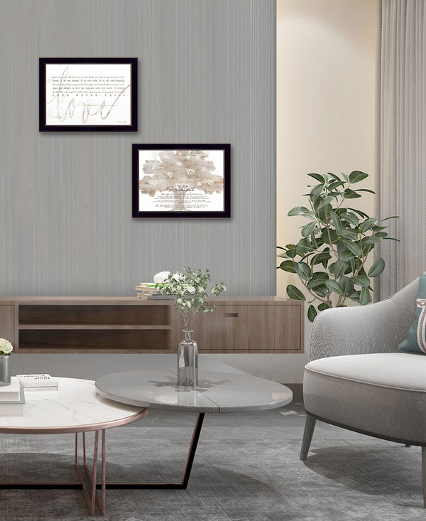 Homeroots Set Of Two Love Or In The Moment 2 Black Framed Print Wall Art  Wood Print 407930