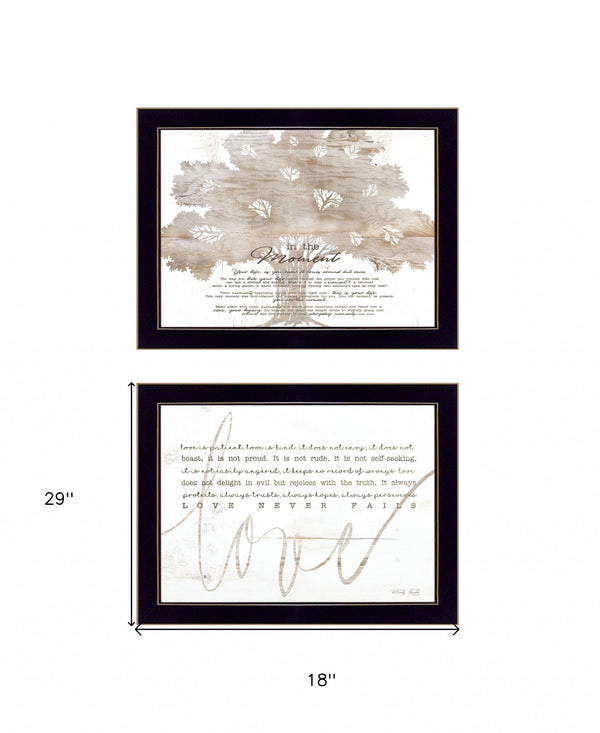 Homeroots Set Of Two Love Or In The Moment 2 Black Framed Print Wall Art  Wood Print 407930