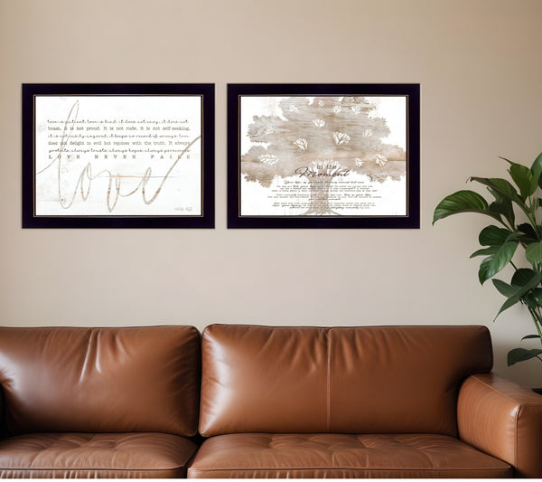 Homeroots Set Of Two Love Or In The Moment 2 Black Framed Print Wall Art  Wood Print 407930