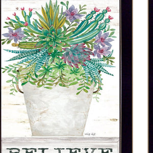Homeroots Set Of Two Succulents Dream And Believe Black Framed Print Wall Art Black Wood Print 407933