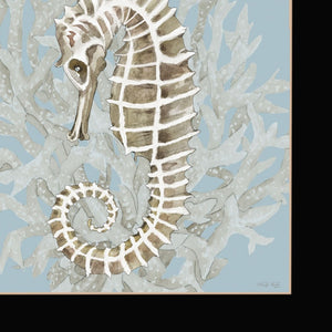 Homeroots Set Of Two Coral Seahorse Black Framed Print Wall Art Black Wood Print 407935