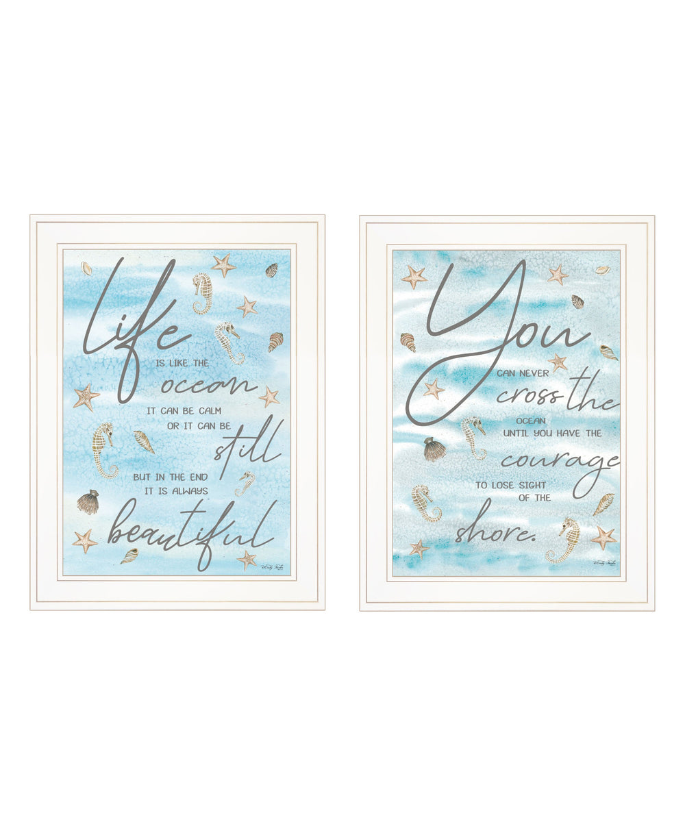 Homeroots Set Of Two Life Is White Framed Print Wall Art White Wood Print 407936