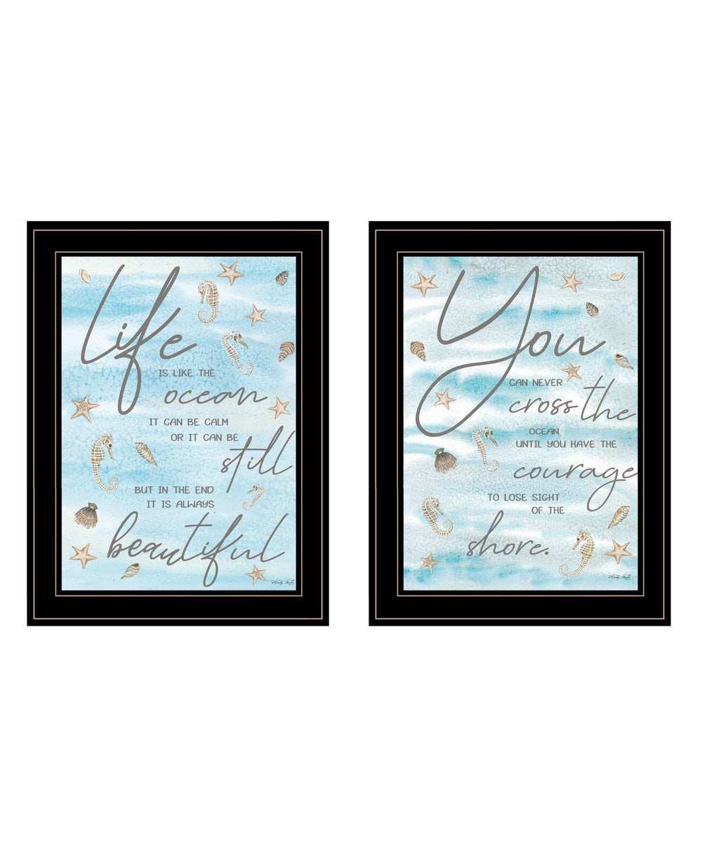 Homeroots Set Of Two Life Is Black Framed Print Wall Art  Wood Print 407937