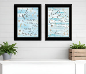 Homeroots Set Of Two Life Is Black Framed Print Wall Art  Wood Print 407937