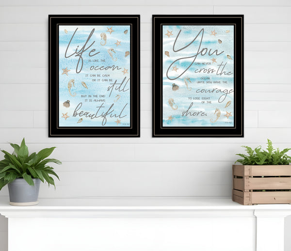 Homeroots Set Of Two Life Is Black Framed Print Wall Art  Wood Print 407937