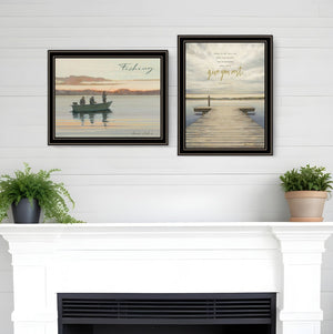 HomeRoots Set of Two Framed Lake-Side Prints - Rustic-Modern Wall Art for Living Room & Bedroom Decor 407948