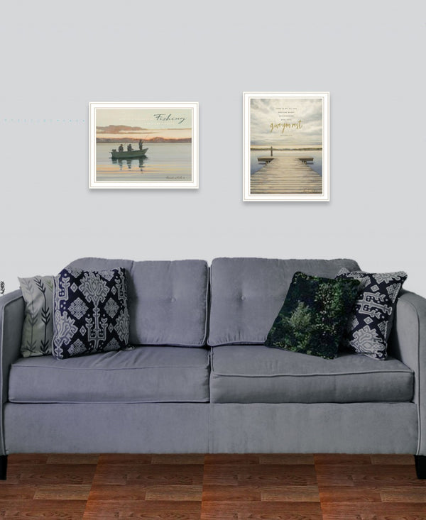 HomeRoots Set of Two Lake Side Reprieve Framed Prints - Rustic Farmhouse Art for Calming Home Décor White 407949