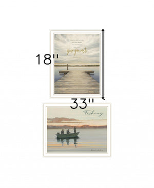 HomeRoots Set of Two Lake Side Reprieve Framed Prints - Rustic Farmhouse Art for Calming Home Décor White 407949