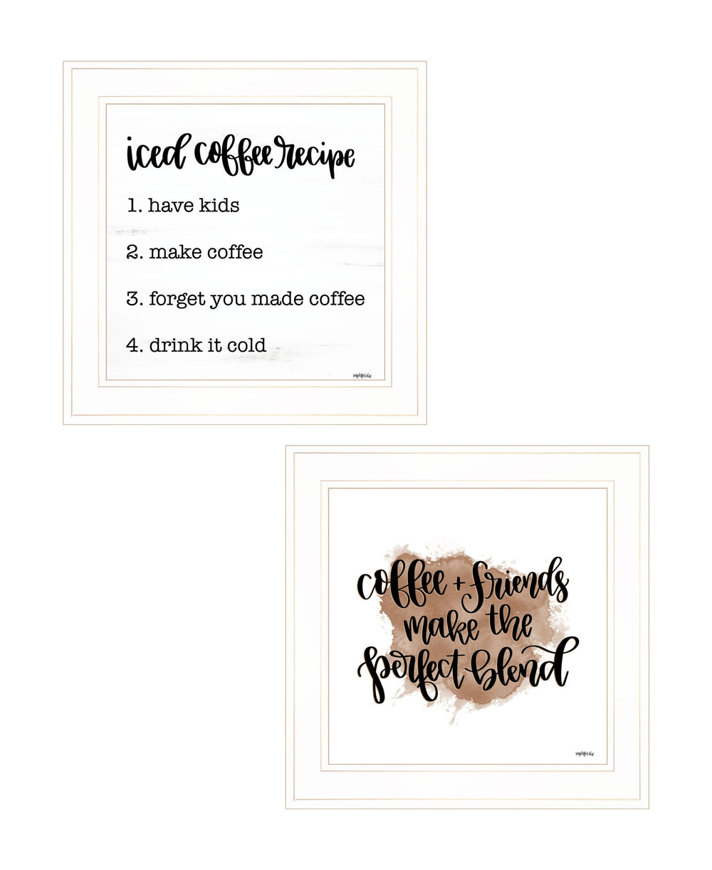 Homeroots Set Of Two Coffee And Friends Recipe White Framed Print Kitchen Wall Art White Wood Print 407953