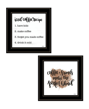 Homeroots Set Of Two Coffee And Friends Recipe Black Framed Print Kitchen Wall Art Black And Gold Wood Print 407954