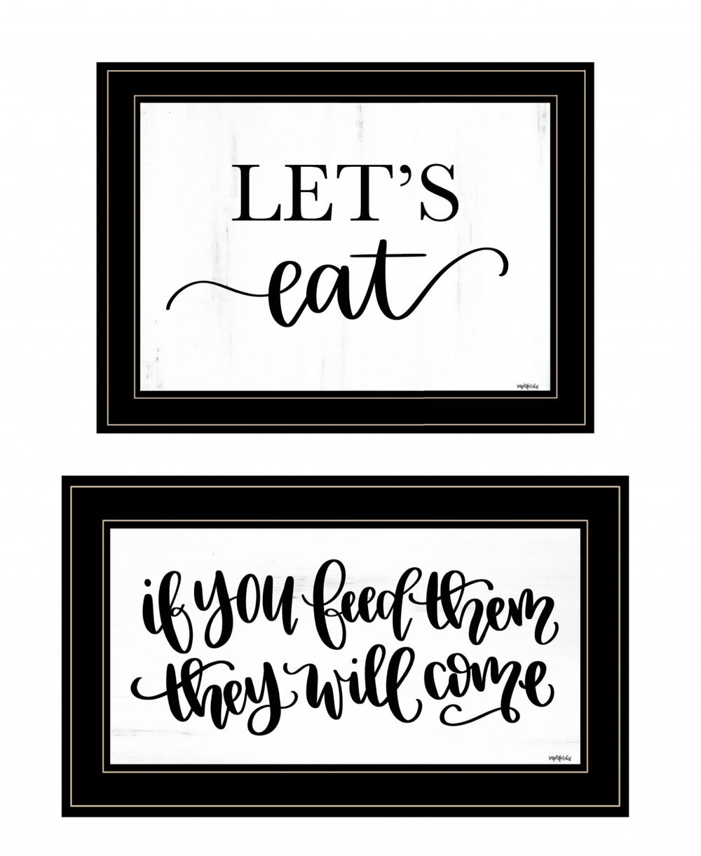 HomeRoots Set of Two Framed Kitchen Prints - Modern Farmhouse Wall Art for Dining Nook & Breakfast Bar Décor Black and Gold 19 x 31 407957