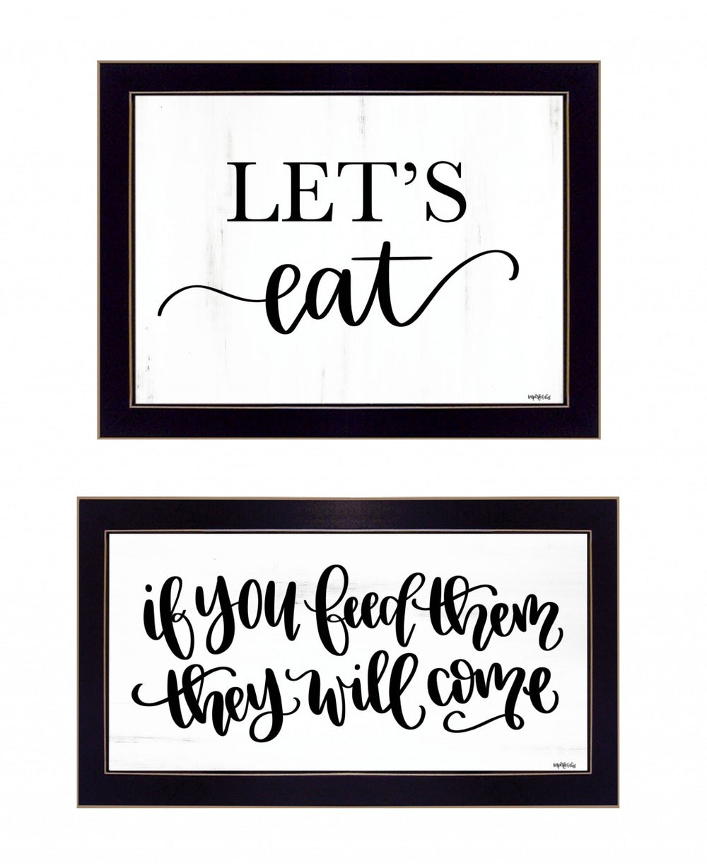 HomeRoots Set of Two Framed Kitchen Wall Art Prints - Rustic Black Frame Decor for Modern Farmhouse Style 407958