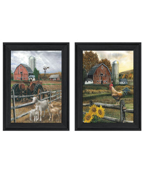HomeRoots Set of Two Framed Farm Life Wall Art Prints for Rustic Home Decor and Modern Aesthetic Charm Charcoal 31 x 19 407960