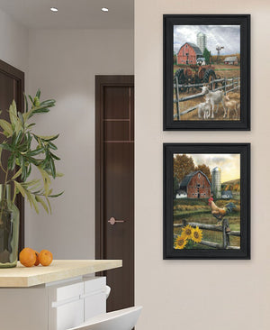 HomeRoots Set of Two Framed Farm Life Wall Art Prints for Rustic Home Decor and Modern Aesthetic Charm Charcoal 31 x 19 407960
