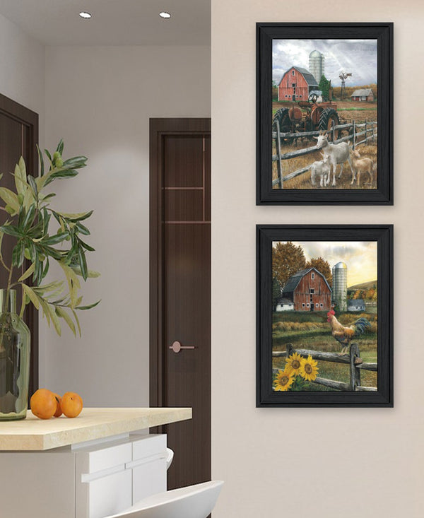HomeRoots Set of Two Framed Farm Life Wall Art Prints for Rustic Home Decor and Modern Aesthetic Charm Charcoal 31 x 19 407960