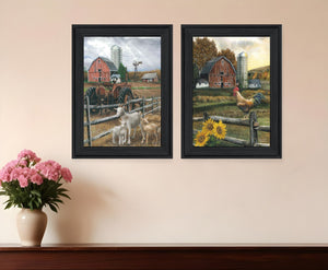 HomeRoots Set of Two Framed Farm Life Wall Art Prints for Rustic Home Decor and Modern Aesthetic Charm Charcoal 31 x 19 407960