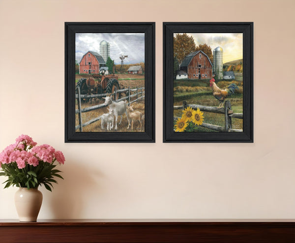 HomeRoots Set of Two Framed Farm Life Wall Art Prints for Rustic Home Decor and Modern Aesthetic Charm Charcoal 31 x 19 407960