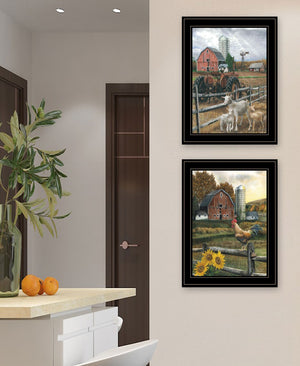 HomeRoots Set of Two Framed Farm Life Wall Art Prints for Rustic Home Decor and Modern Aesthetic Charm Black and Gold 31 x 19 407961