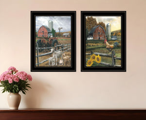 HomeRoots Set of Two Framed Farm Life Wall Art Prints for Rustic Home Decor and Modern Aesthetic Charm Black and Gold 31 x 19 407961