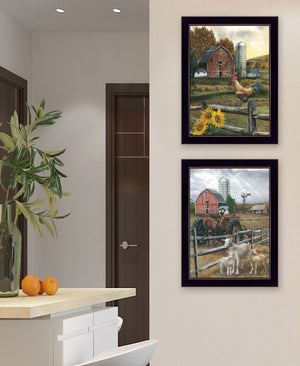HomeRoots Set of Two Framed Farm Life Wall Art Prints for Rustic Home Decor and Modern Aesthetic Charm Black 29 x 18 407962