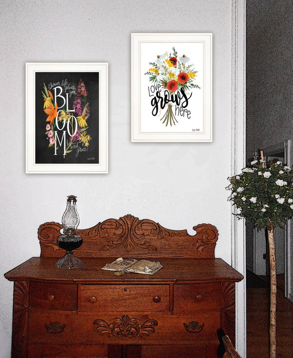 HomeRoots Set of Two Framed Botanical Typography Prints for Modern Farmhouse Wall Decor and Style Refresh White 407963