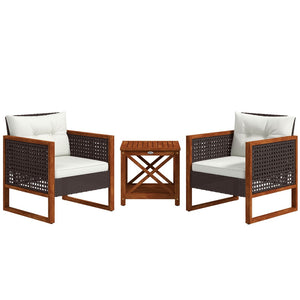 English Elm Outsunny 3-Piece Patio Bistro Set With Cushions - Stylish Pe Rattan Furniture For Cozy Outdoor Spaces W2225P217673-GIGA
