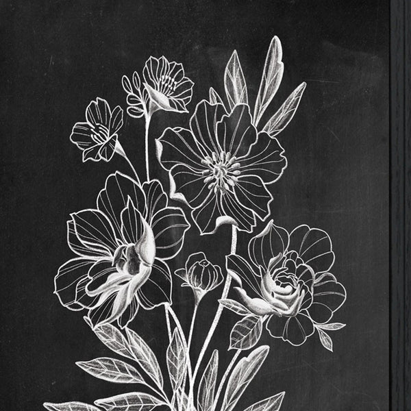 Homeroots Set Of Two Vintage Flowers In Bloom Black Framed Print Wall Art Charcoal Wood Print 407968