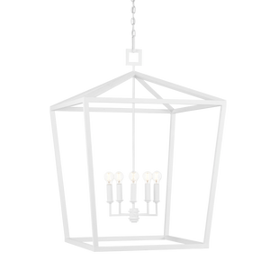 Denison Medium White Lantern - Elegant Hammered Wrought Iron Fixture for Modern Home Décor