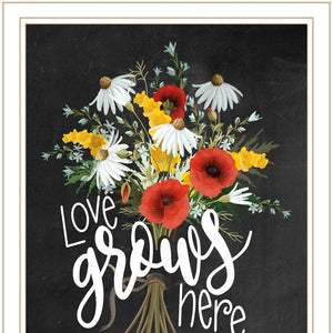 Homeroots Set Of Two Love Grows Here White Framed Print Wall Art  Wood Print 407973