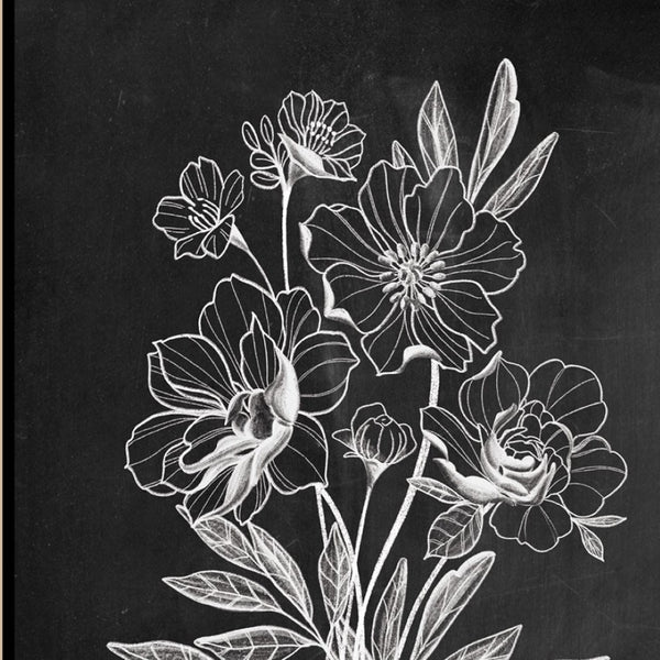 HomeRoots Set of Two Vintage Chalkboard Bloom Prints - Rustic Framed Wall Art for Timeless Farmhouse Charm Black and Gold 29 x 18 407975