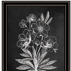HomeRoots Set of Two Vintage Chalkboard Bloom Prints - Rustic Framed Wall Art for Timeless Farmhouse Charm Black and Gold 29 x 18 407975