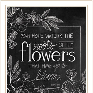 HomeRoots Set of Two Vintage Chalkboard Bloom Prints - Rustic Framed Wall Art for Timeless Farmhouse Charm White 29 x 18 407976