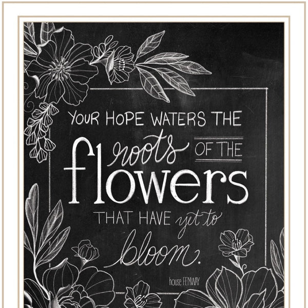 HomeRoots Set of Two Vintage Chalkboard Bloom Prints - Rustic Framed Wall Art for Timeless Farmhouse Charm White 29 x 18 407976